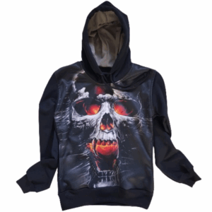 Moletom Full Print Estiloso Flanelado com Bolso e Capuz  Caveira Vampiro MSB-177
