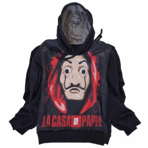 Moletom Full Print Estiloso Flanelado com Bolso e Capuz  La Casa de Papel MSB-2005