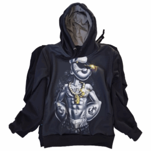 Moletom Full Print Estiloso Flanelado com Bolso e Capuz  Popeye Maromba MSB-2008