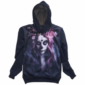 Moletom Full Print Estiloso Flanelado com Bolso e Capuz  Caveira Mexicana MSB-205