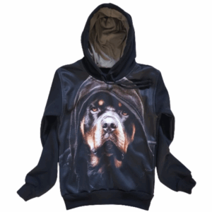Moletom Full Print Estiloso Flanelado com Bolso e Capuz  Rotweiller com Capuz MSB-277