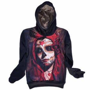 Moletom Full Print Estiloso Flanelado com Bolso e Capuz  Caveira Mexicana MSB-289