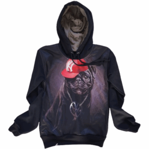 Moletom Full Print Estiloso Flanelado com Bolso e Capuz  Pug Rapper MSB-328