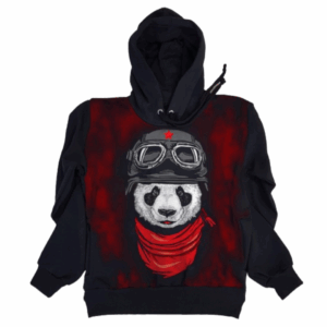 Moletom Full Print Estiloso Flanelado com Bolso e Capuz  Panda Aviador MSB-419