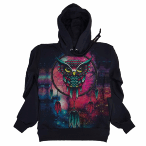 Moletom Full Print Estiloso Flanelado com Bolso e Capuz  Coruja Psy MSB-433