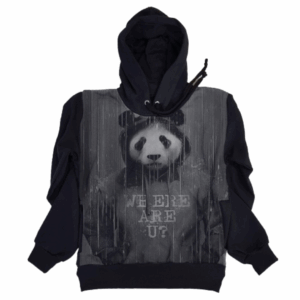 Moletom Full Print Estiloso Flanelado com Bolso e Capuz  Panda MSB-434