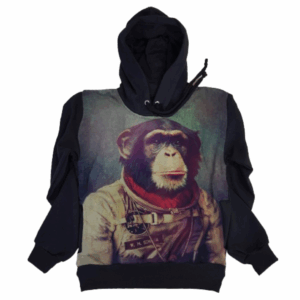 Moletom Full Print Estiloso Flanelado com Bolso e Capuz  Chimpanze Astronauta MSB-436