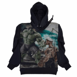 Moletom Full Print Estiloso Flanelado com Bolso e Capuz  Popeye x Hulk MSB-443