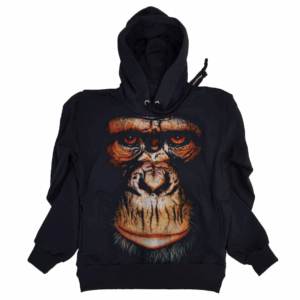 Moletom Full Print Estiloso Flanelado com Bolso e Capuz  Macaco Face MSB-447