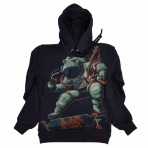 Moletom Full Print Estiloso Flanelado com Bolso e Capuz  Astronauta Skatista MSB-452