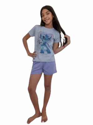 Pijama Curto com Estampa Stitch