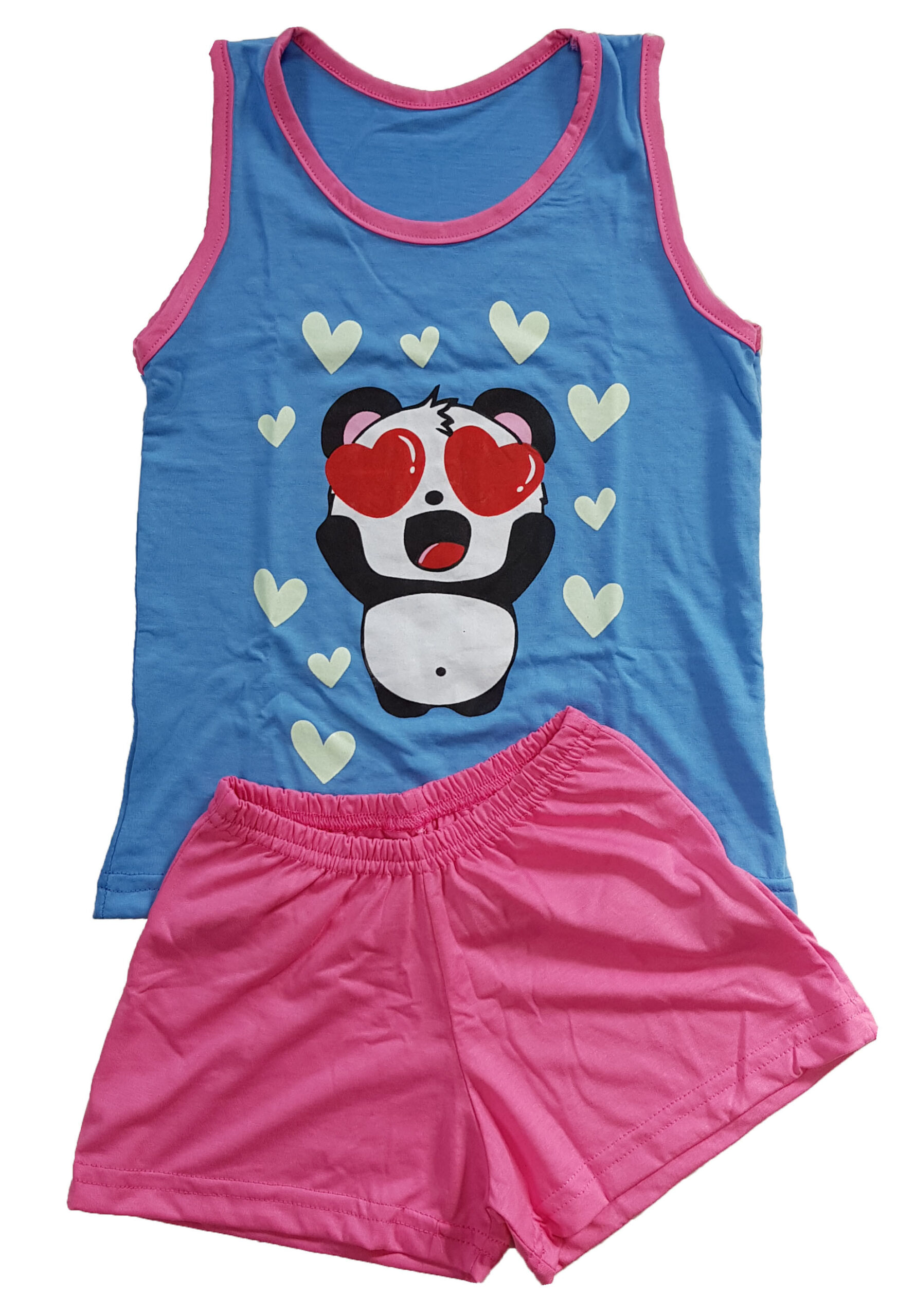 Pijama Curto com Estampa que Brilha no Escuro Short Doll Panda