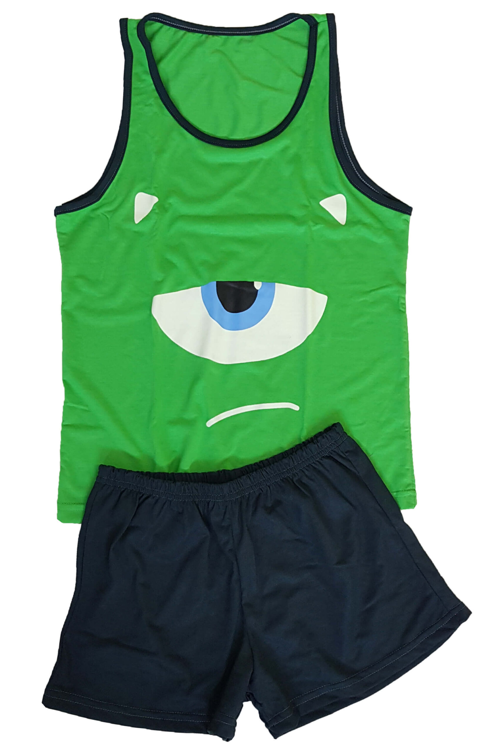 Pijama Curto com Estampa que Brilha no Escuro Short Doll Monstro Verde