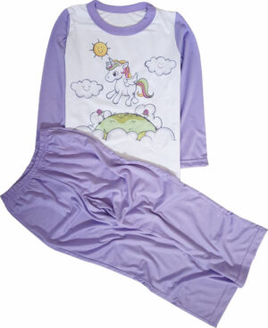 Pijama Longo com Estampa que Brilha no Escuro Unicornio Lilás