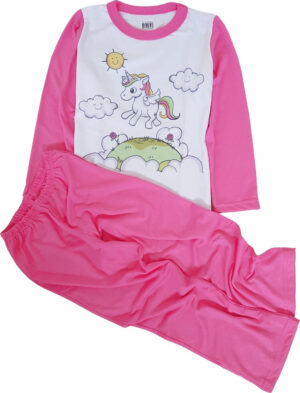 Pijama Longo com Estampa que Brilha no Escuro Unicornio Rosa