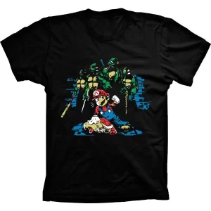 Camiseta Silk Mário Bros X Tartarugas Ninjas