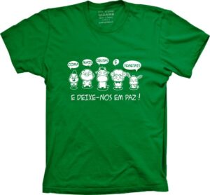 Camiseta Silk Coma Mais Frutas e Vegetais e Deixe-nos em Paz