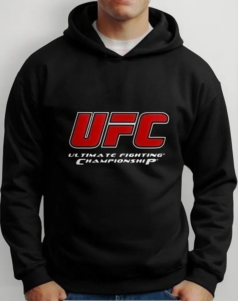 Moletom Silkscreen Estiloso Flanelado com Bolso e Capuz UFC Preto