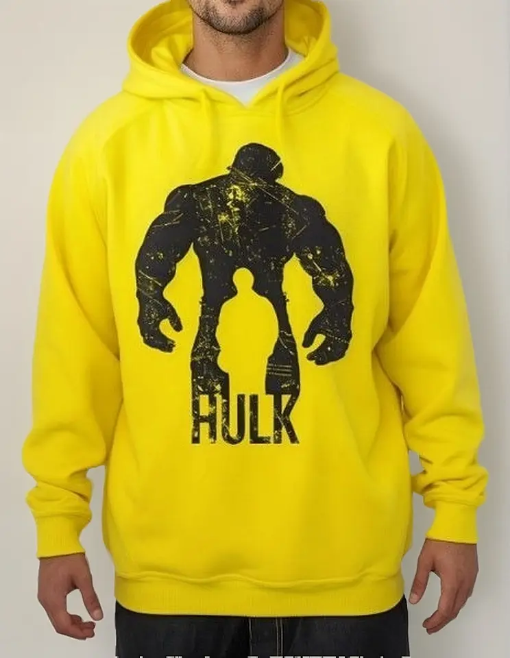 Moletom Silkscreen Estiloso Flanelado com Bolso e Capuz Hulk - Imagem 6
