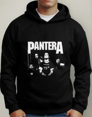 Moletom Silkscreen Estiloso Flanelado com Bolso e Capuz Pantera Preta
