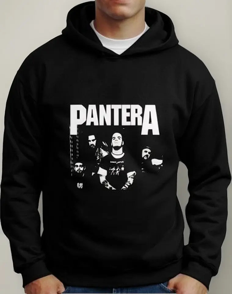 Moletom Silkscreen Estiloso Flanelado com Bolso e Capuz Pantera Preta