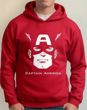 Moletom Silkscreen Estiloso Flanelado com Bolso e Capuz Capitao America