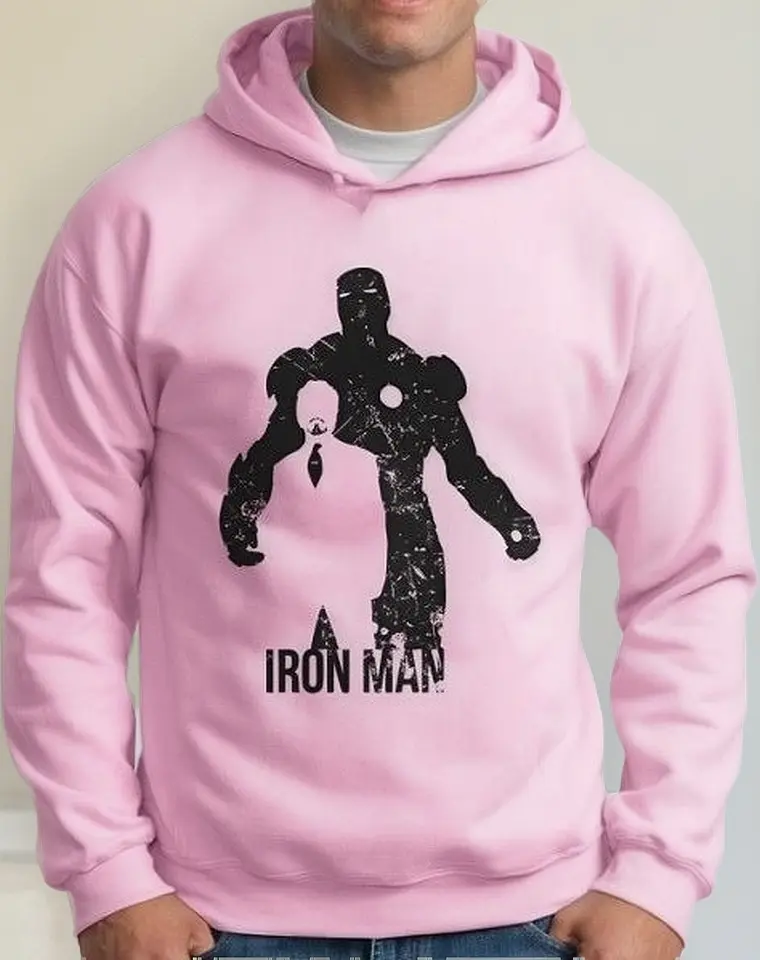 Moletom Silkscreen Estiloso Flanelado com Bolso e Capuz Homem de Ferro - Imagem 4