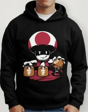 Moletom Silkscreen Estiloso Flanelado com Bolso e Capuz Super Mario Up