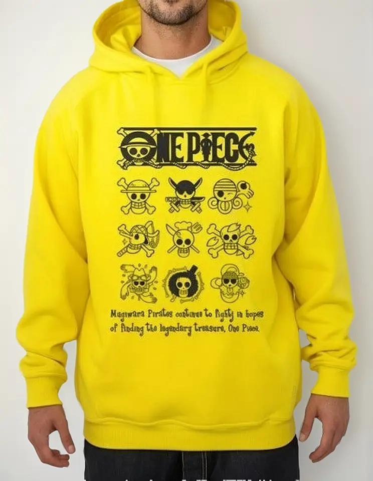 Moletom Silkscreen Estiloso Flanelado com Bolso e Capuz One Piece - Imagem 4