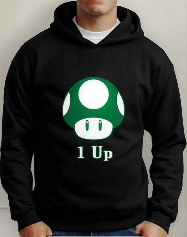 Moletom Silkscreen Estiloso Flanelado com Bolso e Capuz Super Mario 1 Up - Imagem 5