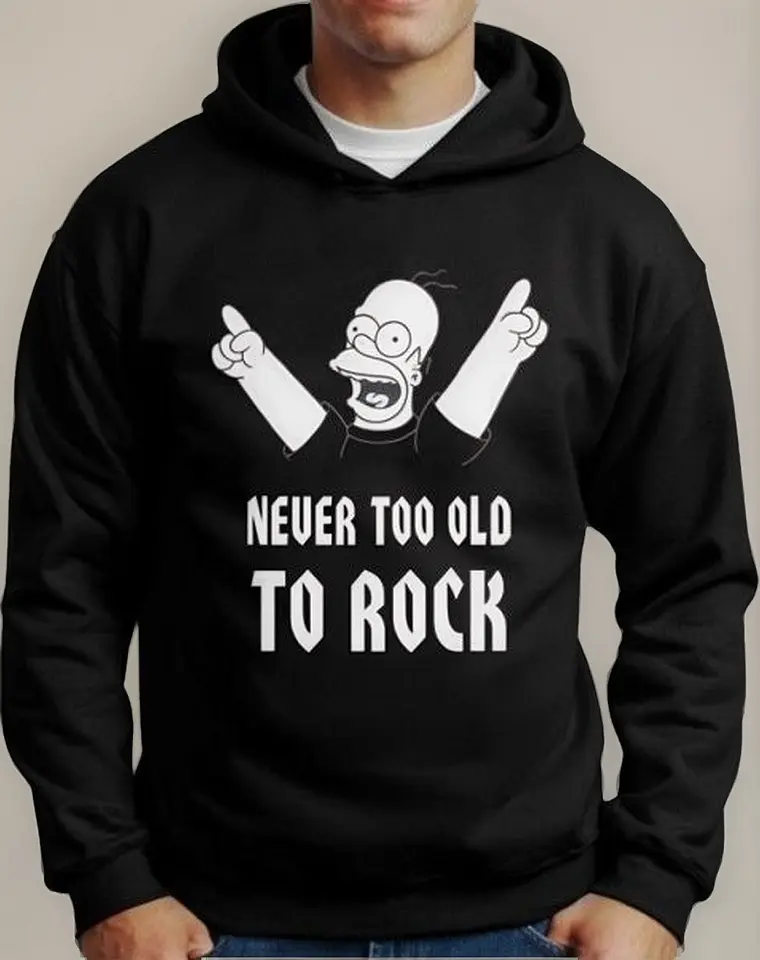 Moletom Silkscreen Estiloso Flanelado com Bolso e Capuz Homer Never To Old Rock - Imagem 5