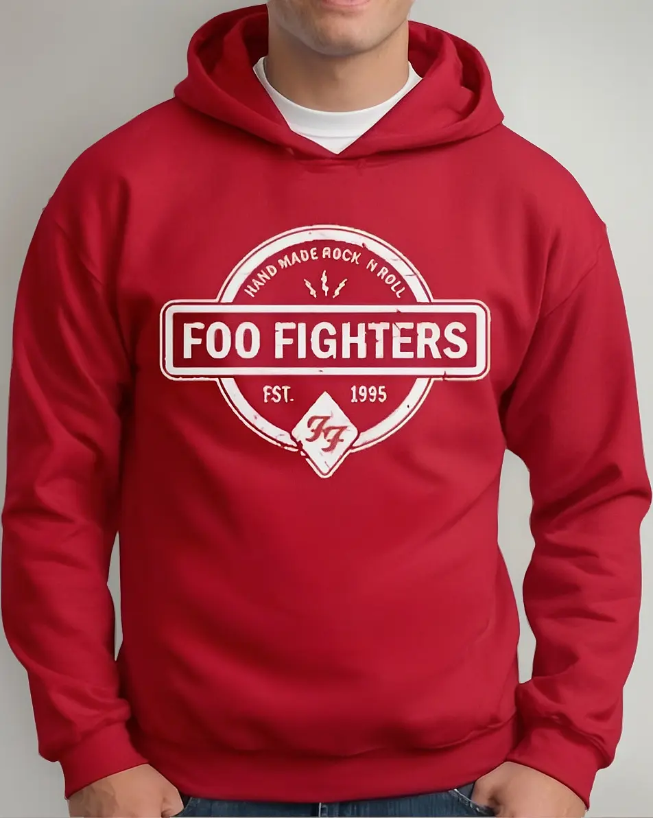 Moletom Silkscreen Estiloso Flanelado com Bolso e Capuz Foo Fighters - Imagem 3