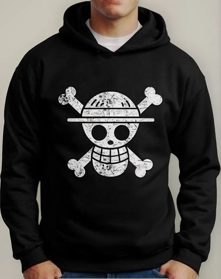 Moletom Silkscreen Estiloso Flanelado com Bolso e Capuz One Piece - Imagem 5