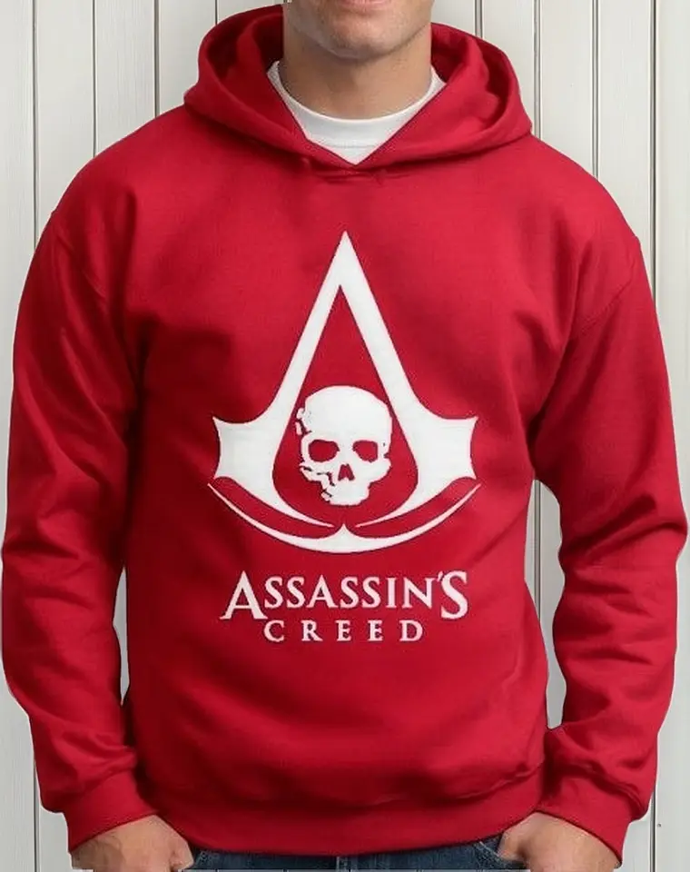 Moletom Silkscreen Estiloso Flanelado com Bolso e Capuz Assassins Creed