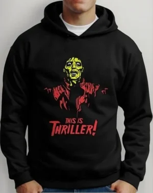 Moletom Silkscreen Estiloso Flanelado com Bolso e Capuz Gas Michael Jackson Thrillers Preto