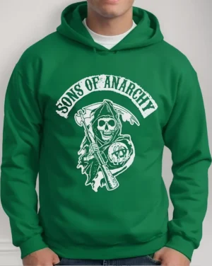 Moletom Silkscreen Estiloso Flanelado com Bolso e Capuz Sons Of Anarchy