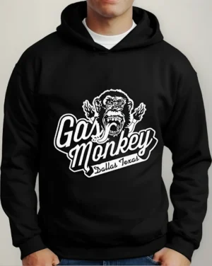 Moletom Silkscreen Estiloso Flanelado com Bolso e Capuz Dallas Gas Monkey
