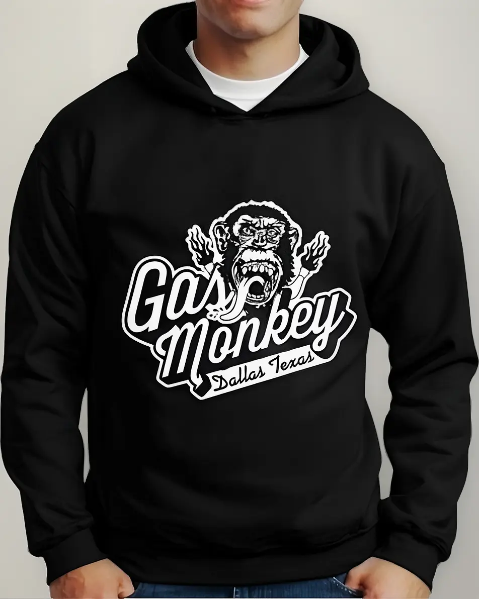 Moletom Silkscreen Estiloso Flanelado com Bolso e Capuz Dallas Gas Monkey