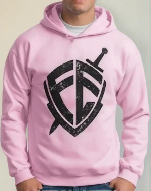 Moletom Silkscreen Estiloso Flanelado com Bolso e Capuz Escudo Fé