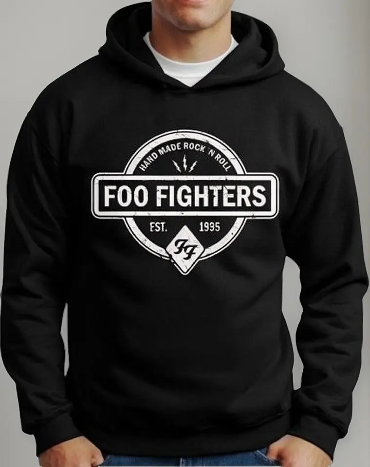 Moletom Silkscreen Estiloso Flanelado com Bolso e Capuz Foo Fighters