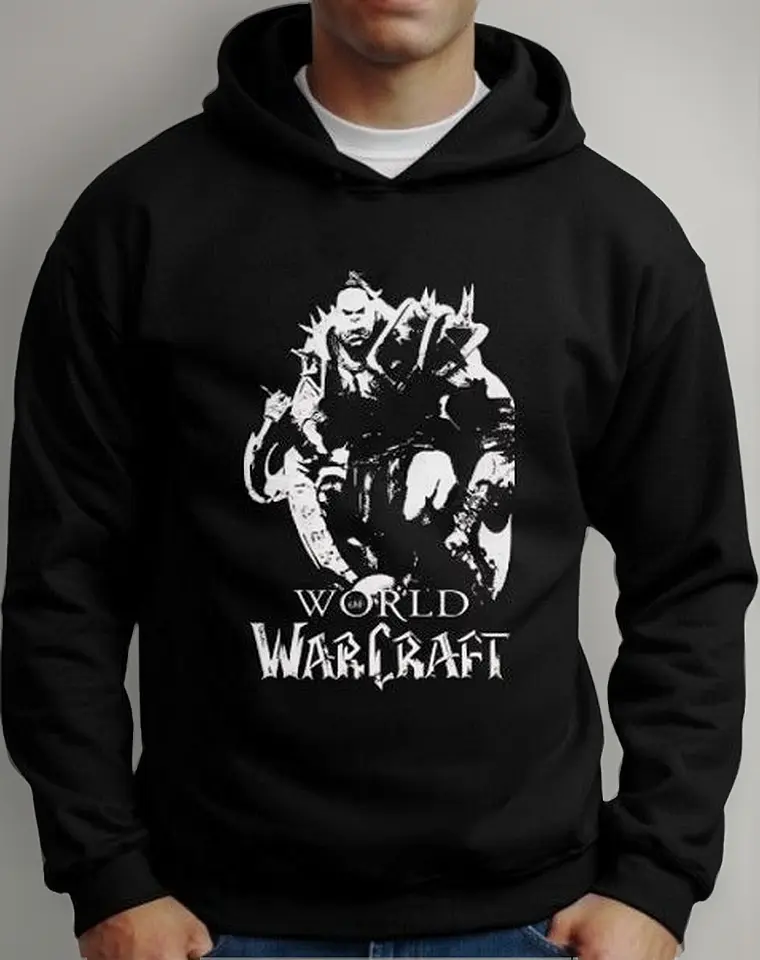 Moletom Silkscreen Estiloso Flanelado com Bolso e Capuz World Warcraft