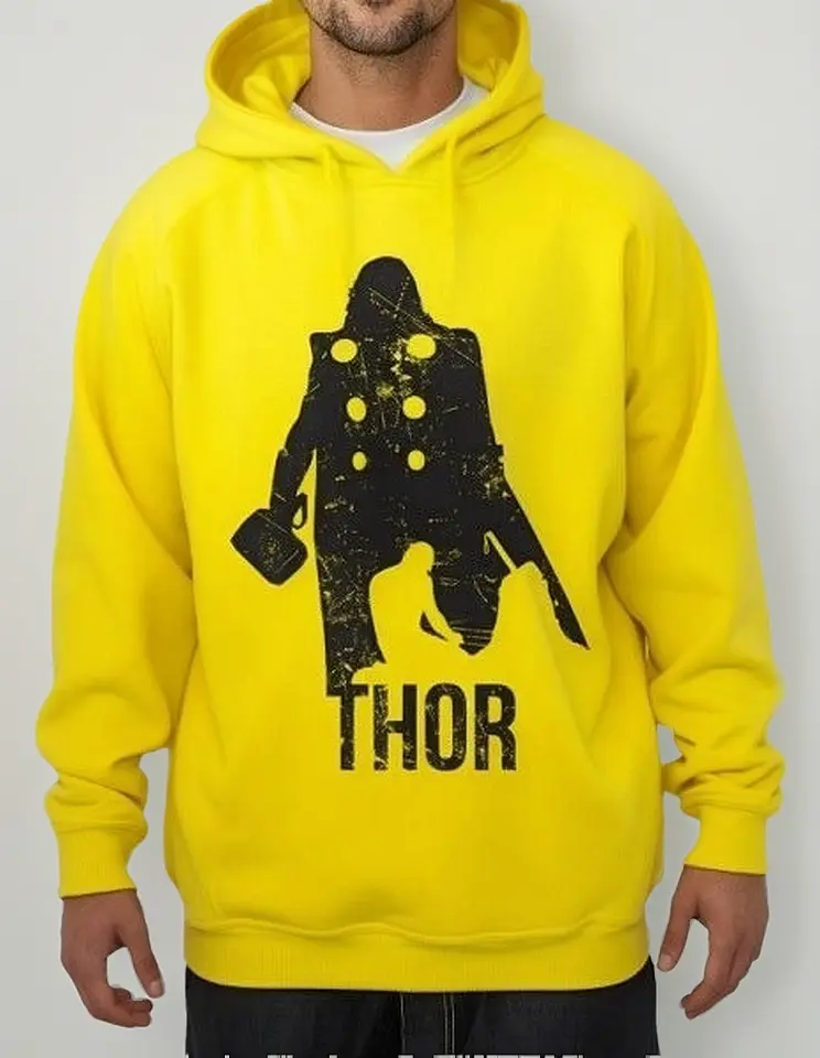 Moletom Silkscreen Estiloso Flanelado com Bolso e Capuz Thor - Imagem 3