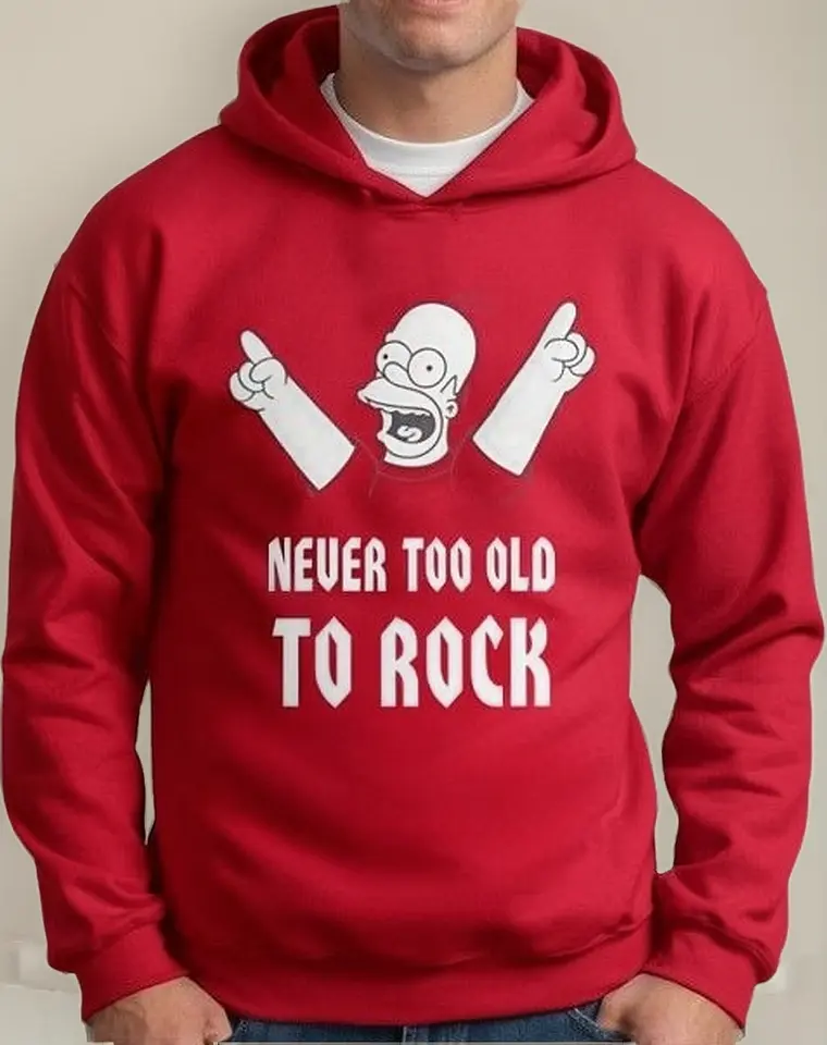 Moletom Silkscreen Estiloso Flanelado com Bolso e Capuz Homer Never To Old Rock - Imagem 2