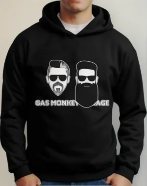 Moletom Silkscreen Estiloso Flanelado com Bolso e Capuz Gas Monkey Garage Preto