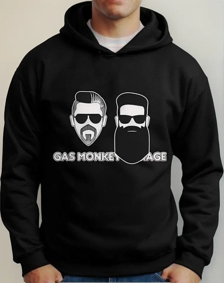 Moletom Silkscreen Estiloso Flanelado com Bolso e Capuz Gas Monkey Garage Preto