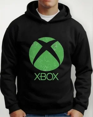 Moletom Silkscreen Estiloso Flanelado com Bolso e Capuz X BOX Preta