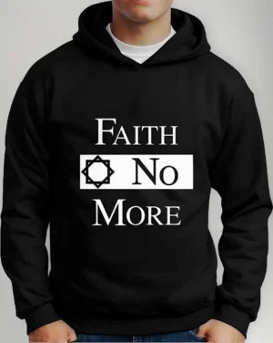 Moletom Silkscreen Estiloso Flanelado com Bolso e Capuz Faith No More Preto