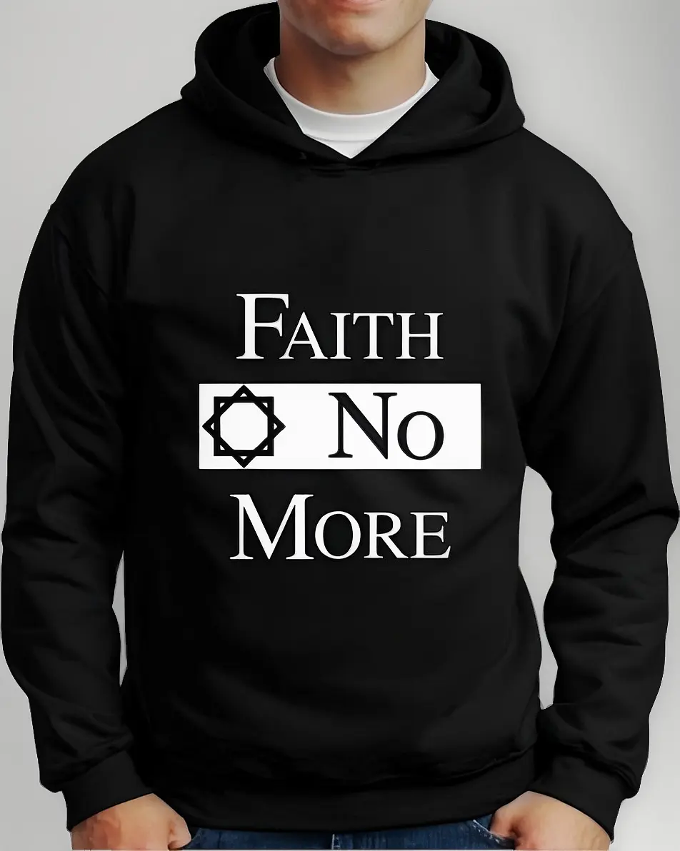 Moletom Silkscreen Estiloso Flanelado com Bolso e Capuz Faith No More Preto