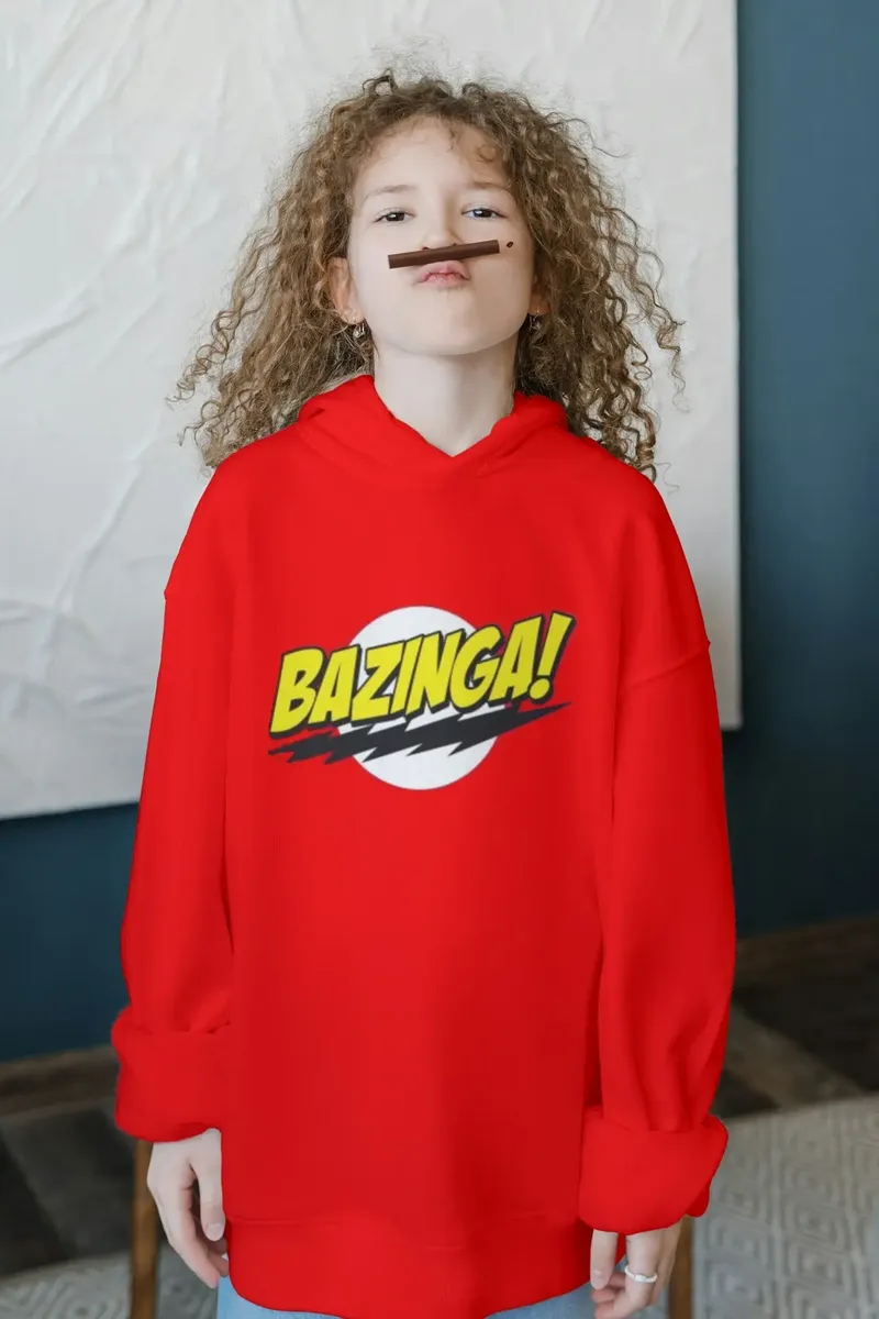 Moletom Silkscreen Estiloso Flanelado com Bolso e Capuz Bazinga Vermelho - Imagem 6