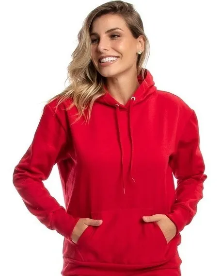 Moletom Estiloso Flanelado com Bolso e Capuz Liso Sem Estampa - Imagem 6